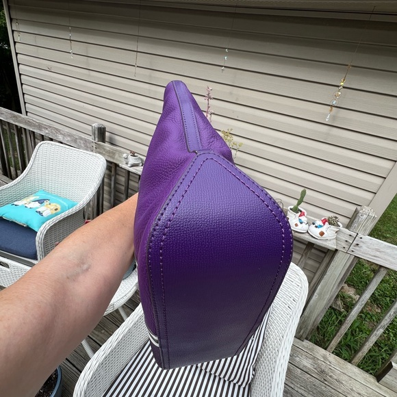 Henri Bendel Purple Tote with White and Brown Stripes - Picture 8 of 15